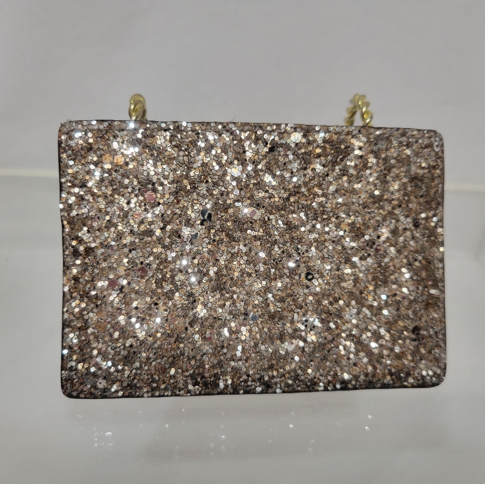 Kate Spade New York All That Sparkles Glitter Mauve Slot Card Holder Mini Wallet - Picture 2 of 4
